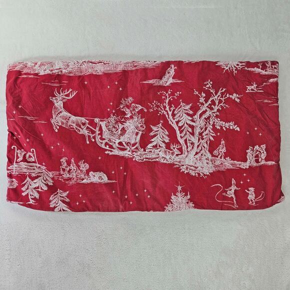 2 Pottery Barn Santa Santa toile reversible king pillow Covers - Picture 3 of 4